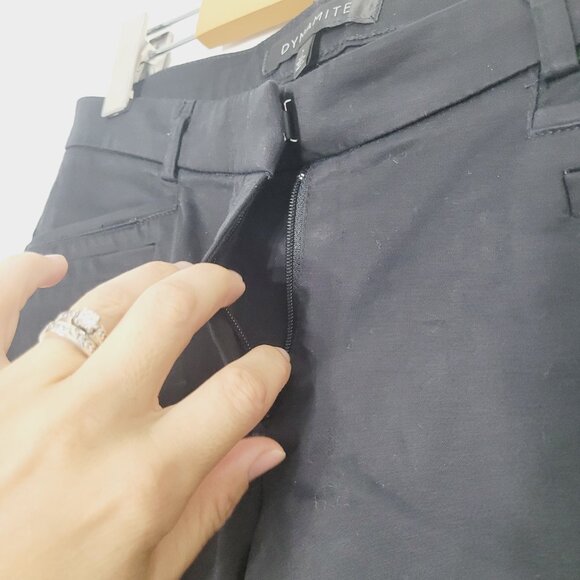 Dynamite Women Black Stretch Zipper Front Straight Cotton Blend Casual Pants 2 - Picture 8 of 13